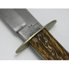 M. Klaas England Kissing Crane Brand Bone Bowie Hunter Fixed Blade Sheath Knife M. Klaas England Kissing Crane Brand Bone Bowie Hunter Fixed Blade Sheath Knife