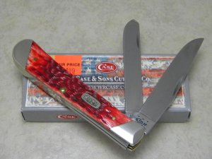Case XX USA 2012 Red Bone 6254 SS Slanted Bolsters Trapper Knife in Box