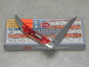 Case XX USA 2012 Red Bone 610096 SS Slanted Bolsters Tiny Toothpick Knife in Box