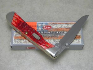 Case XX USA 2012 Red Bone 6154L SS Slanted Bolsters Trapperlock Linerlock Trapper Knife in Box