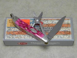 Case XX USA 2012 Magenta Bone 6220 RSC SS Peanut Knife with Scissors in Box