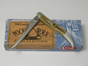Case XX USA 2002 Pocket Worn Green Bone 610096 SS Tiny Toothpick Knife in Box
