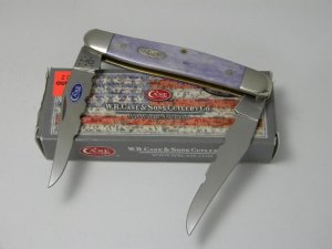 Case XX USA 2014 Ultra Violet Bone SS Serrated Muskrat Knife in Box SFO Shepherd Hills Cutlery