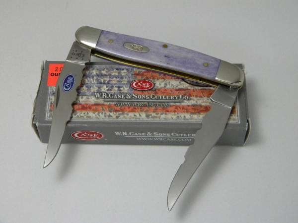 Case XX USA 2014 Ultra Violet Bone SS Serrated Muskrat Knife in Box SFO Shepherd Hills Cutlery