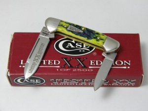 Case XX USA 2002 Lemon Lime Bone 62132 SS Limited Edition Baby Butterbean Canoe Knife in Box