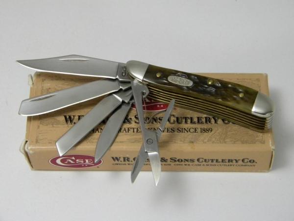Case XX USA 4 Dot (1996) Green Bone G6520 SS 5 Blade Peanut Knife in Box Case XX USA 4 Dot (1996) Green Bone G6520 SS 5 Blade Peanut Knife in Box