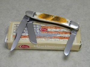 Case XX USA 2013 Saw Cut Amber Bone 6318 CV Stockman Knife in Box
