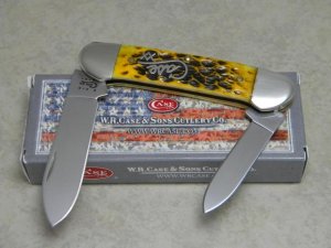 Case XX USA 2011 Bone 62131 SS Silver Script Shield Canoe Knife in Box