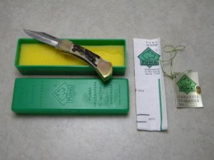 Puma Germany Stainless Stag 210 895 Lord Lockback Knife in Box with Papers c.1984