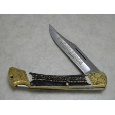 Puma Germany Stainless Stag 210 910 Engraved Prinz Prince Lockback Knife in Box with Papers c.1984