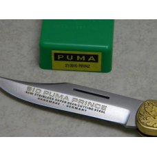 Puma Germany Stainless Stag 210 910 Engraved Prinz Prince Lockback Knife in Box with Papers c.1984
