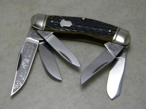 Bulldog Brand Solingen Germany Green Bone Acorn Shield Pit Bulls 5 Blade Sowbelly Knife