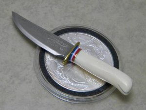 George Young Custom Stellite 6K Miniature Fixed Blade Knife with Genuine Ivory Handles