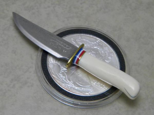George Young Custom Stellite 6K Miniature Fixed Blade Knife with Genuine Ivory Handles
