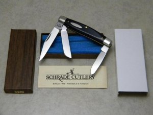 Schrade NY USA 834B Black Composition Serpentine Stockman Knife in Box