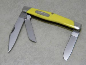 Buck 301 USA Yellow Saw Cut Delrin Stockman Knife c.1988