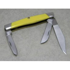 Buck 303 USA Yellow Saw Cut Delrin Cadet Stockman Knife c.1987 Buck 303 USA Yellow Saw Cut Delrin Cadet Stockman Knife c.1987