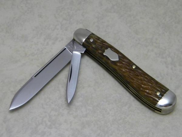 Schrade Cut. Co. Walden NY Peach Seed Bone Dog Leg Jack Knife c.Pre-1946 Schrade Cut. Co. Walden NY Peach Seed Bone Dog Leg Jack Knife c.Pre-1946