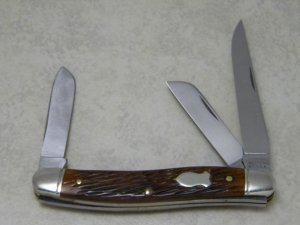 Schrade Walden NY USA 825 Stainless Peach Seed Bone Stockman Knife c.1950's