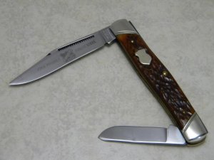 John Primble Belknap HDW & MFG Co. 4983 ☆ (Boker) Bone Large 2 Blade Stockman Knife c.1950's