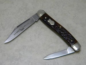 John Primble Belknap HDW & MFG Co. 4995 ☆ (Boker) Bone 2 Blade Stockman Knife c.1950's