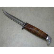 Case XX USA 1965-69 Stacked Leather 3 FINN Tested XX Razor Edge Fixed Blade Sheath Knife