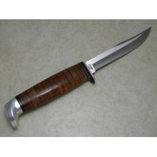 Case XX USA 1965-69 Stacked Leather 3 FINN Tested XX Razor Edge Fixed Blade Sheath Knife