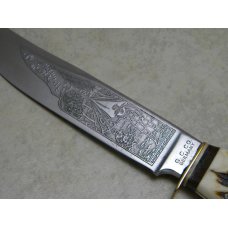 G.C. Co. Solingen Germany (Guttmann Cutlery Co.) 467 Stag Scout Etch Fixed Blade Sheath Knife G.C. Co. Solingen Germany (Guttmann Cutlery Co.) 467 Stag Scout Etch Fixed Blade Sheath Knife