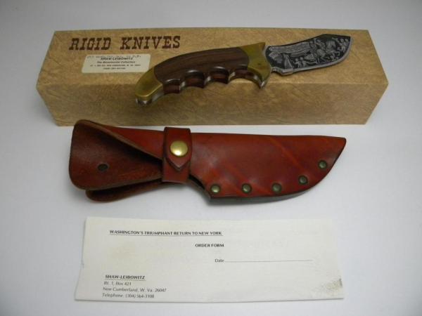 Rigid USA Shaw Leibowitz Silver Etch Washington's Triumphant Return to NY Commemorative Sheath Knife Rigid USA Shaw Leibowitz Silver Etch Washington's Triumphant Return to NY Commemorative Sheath Knife