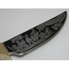 Olsen USA Shaw Leibowitz Silver Etch Washington Crossing the Delaware Commemorative Sheath Knife Olsen USA Shaw Leibowitz Silver Etch Washington Crossing the Delaware Commemorative Sheath Knife
