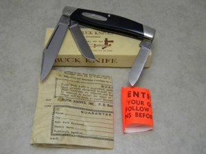 Buck 301 USA (Camillus) Black Delrin Stockman Knife in Box c.1970's