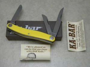 Kabar Ka-Bar 1097 USA Yellow Birds Eye Rivet Stockman Knife in Box