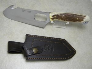Hen & Rooster German Stainless Toledo Spain Stag HR05004 Guthook Skinner Fixed Blade Sheath Knife