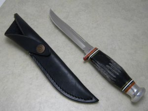 Case XX USA Buffalo Horn BH16-5 SS Fixed Blade Sheath Knife
