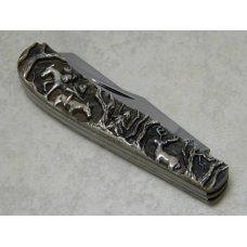 Smoky Mountain Knife Works Shaw Leibowitz Engraved Sterling Silver Handles Mini Trapper Knife Smoky Mountain Knife Works Shaw Leibowitz Engraved Sterling Silver Handles Mini Trapper Knife