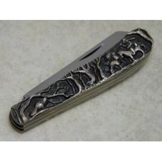 Smoky Mountain Knife Works Shaw Leibowitz Engraved Sterling Silver Handles Mini Trapper Knife Smoky Mountain Knife Works Shaw Leibowitz Engraved Sterling Silver Handles Mini Trapper Knife