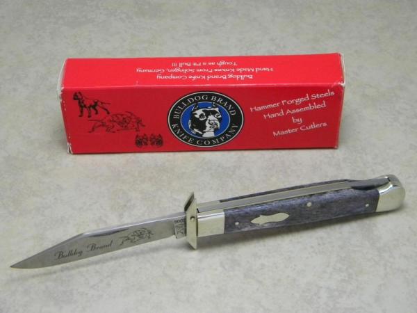 Bulldog Brand Solingen Germany 2006 Merlot Giraffe Bone Prototype Swing Guard Lockback Knife in Box