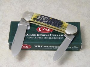 Case XX USA 2008 Dark Antique Bone Script Shield 1st Run 62131 SS Canoe Knife in Box