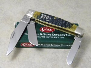 Case XX USA 2008 Dark Antique Bone Script Shield 1st Run 6375 SS Stockman Knife in Box