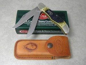 Case XX USA 2008 Dark Antique Bone Script Shield 1st Run 6265 SS Folding Hunter Knife in Box