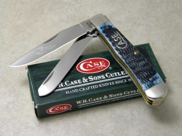 Case XX USA 2009 Mediterranean Blue Bone Script Shield 1st Run 6254 SS Trapper Knife in Box Case XX USA 2009 Mediterranean Blue Bone Script Shield 1st Run 6254 SS Trapper Knife in Box