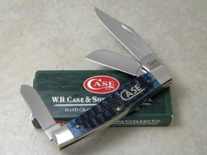 Case XX USA 2009 Mediterranean Blue Bone Script Shield 1st Run 6375 SS Large Stockman Knife in Box