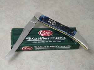Case USA 2009 Mediterranean Blue Bone Script Shield 1st Run 610098 SS Large Toothpick Knife in Box