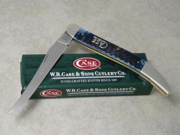 Case USA 2009 Mediterranean Blue Bone Script Shield 1st Run 610098 SS Large Toothpick Knife in Box Case USA 2009 Mediterranean Blue Bone Script Shield 1st Run 610098 SS Large Toothpick Knife in Box