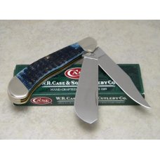 Case USA 2009 Mediterranean Blue Bone Script Shield 1st Run 62100 SS Big Saddlehorn Knife in Box