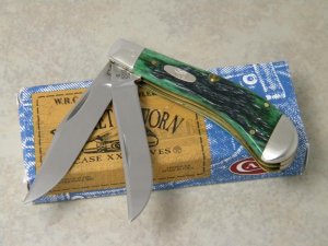 Case XX USA 2008 Pocket Worn Burnt Green Bone 1st Run 62110 SS Saddlehorn Knife in Box