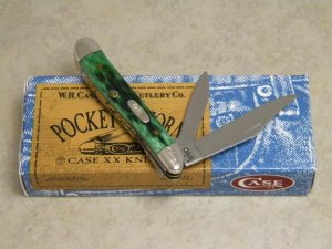 Case XX USA 2008 Pocket Worn Burnt Green Bone 1st Run 6220 SS Peanut Knife in Box