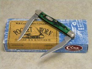 Case XX USA 2008 Pocket Worn Burnt Green Bone 1st Run SS Tiny Muskrat Knife in Box