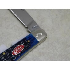 Case USA 2008 Navy Blue Bone Red Shield 1st Run TB61117 SS Tony Bose Sway Back Gent Knife in Tin Case USA 2008 Navy Blue Bone Red Shield 1st Run TB61117 SS Tony Bose Sway Back Gent Knife in Tin