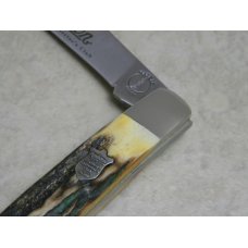 Remington Cutlery Club USA (Bear) Stag RC6166 2 Blade Congress Knife in Pouch c.2009 Remington Cutlery Club USA (Bear) Stag RC6166 2 Blade Congress Knife in Pouch c.2009